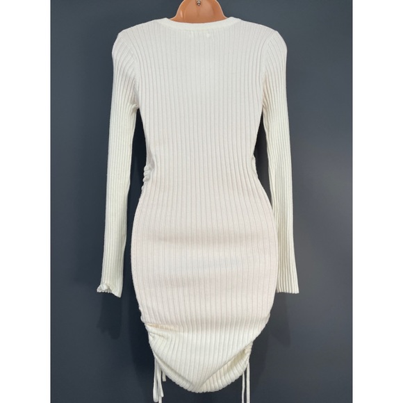 RUMOR White knitted body dress with adjustable ruching - Picture 2 of 6
